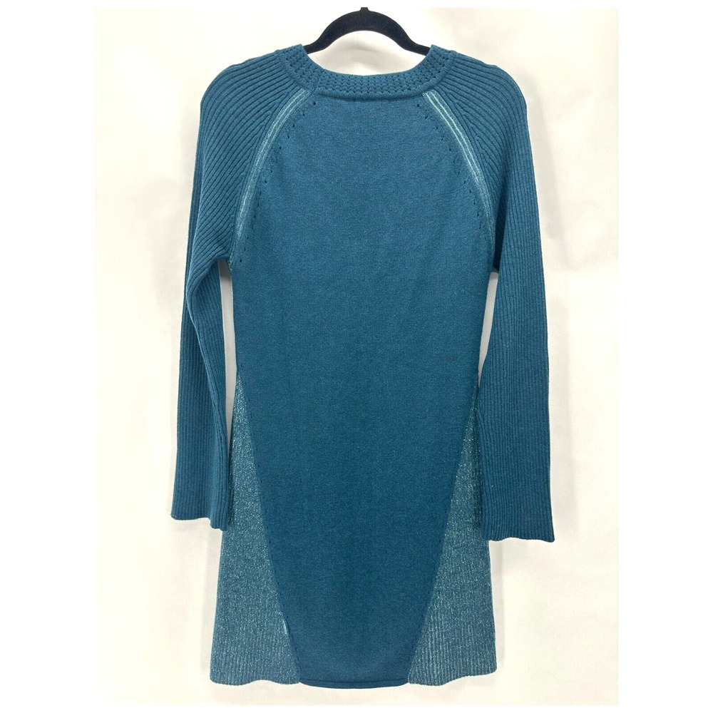 Smartwool Womens Merino Wool Blend Ribbed Raglan Sweater Dress Blue Cozy Size S - Picture 7 of 12